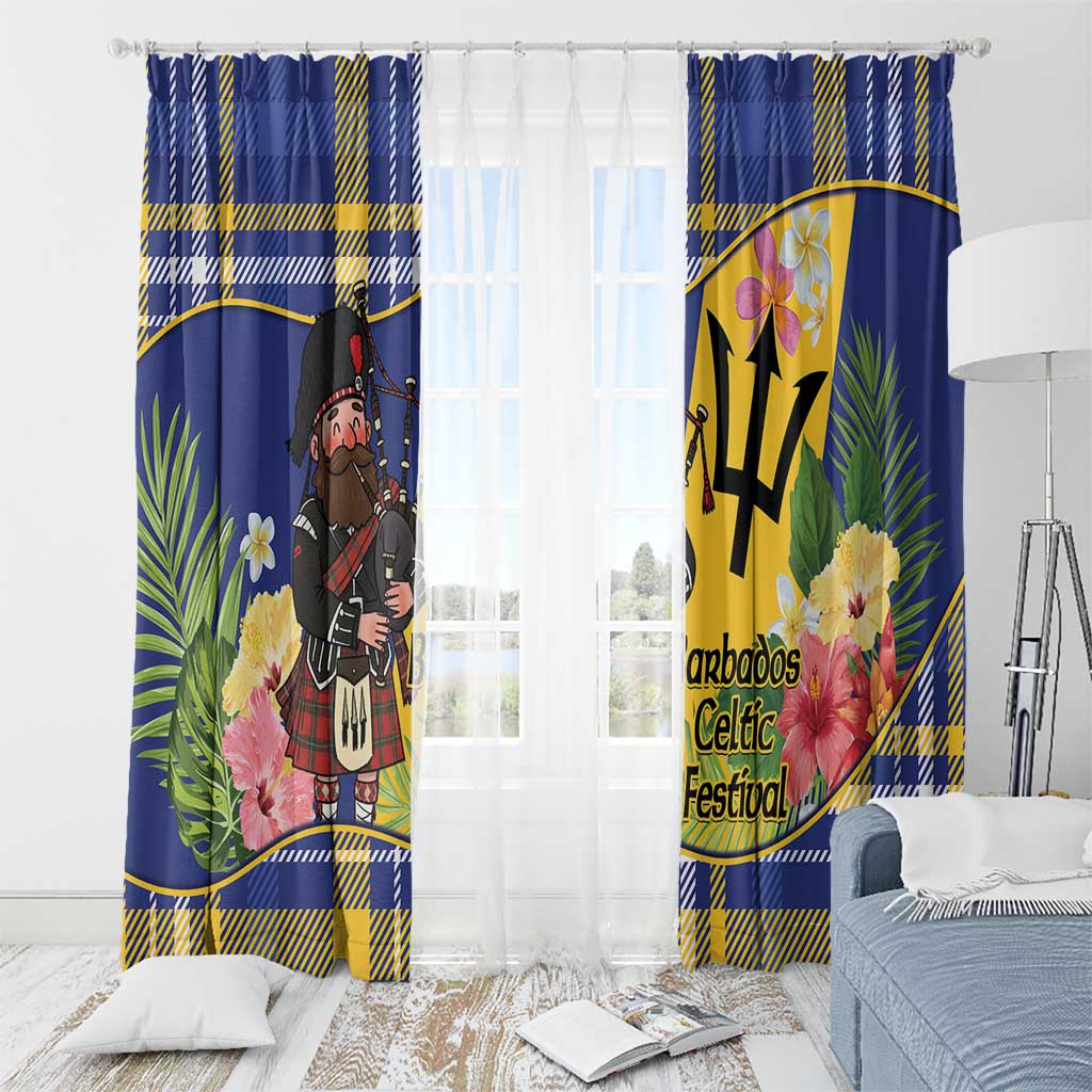 Barbados Celtic 2025 Festival Window Curtain Scottish Man With Bagpipes