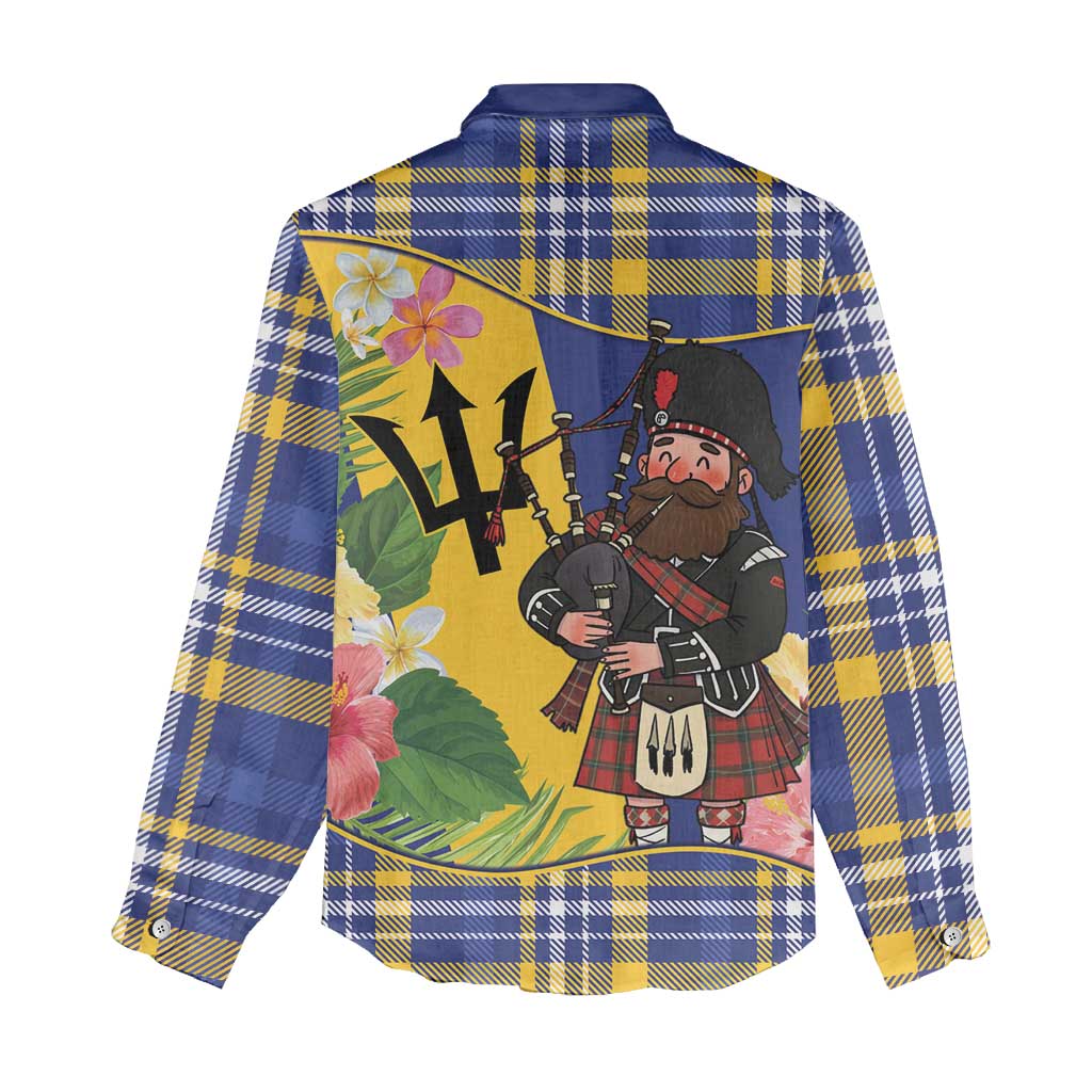 Barbados Celtic 2025 Festival Women Casual Shirt Scottish Man With Bagpipes