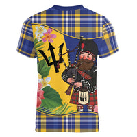 Barbados Celtic 2025 Festival Women V-Neck T-Shirt Scottish Man With Bagpipes