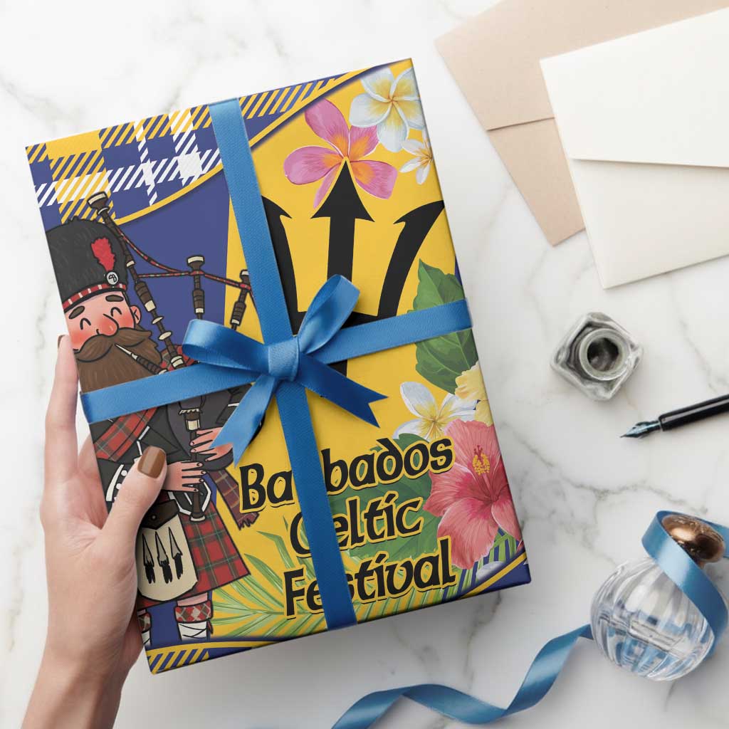 Barbados Celtic 2025 Festival Wrapping Paper Scottish Man With Bagpipes - Wonder Print Shop