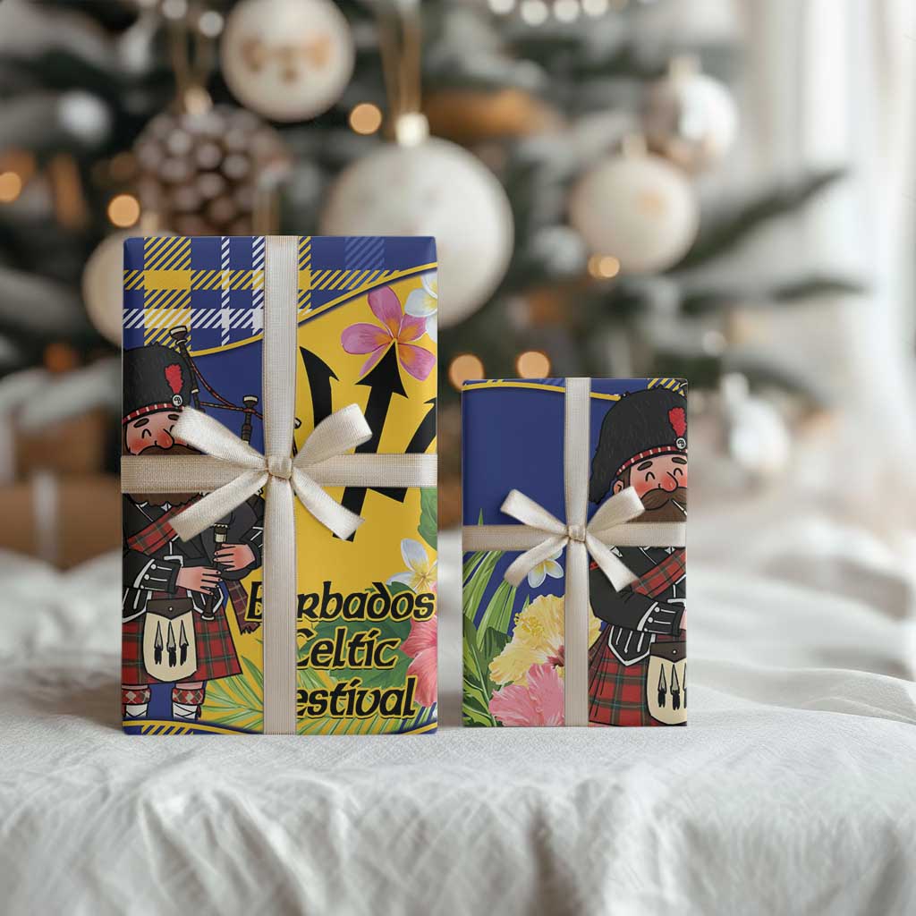 Barbados Celtic 2025 Festival Wrapping Paper Scottish Man With Bagpipes - Wonder Print Shop