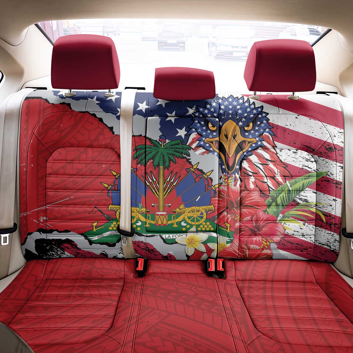 Haitian Heritage Month Back Car Seat Cover Haitian Americans Proud Grunge Style