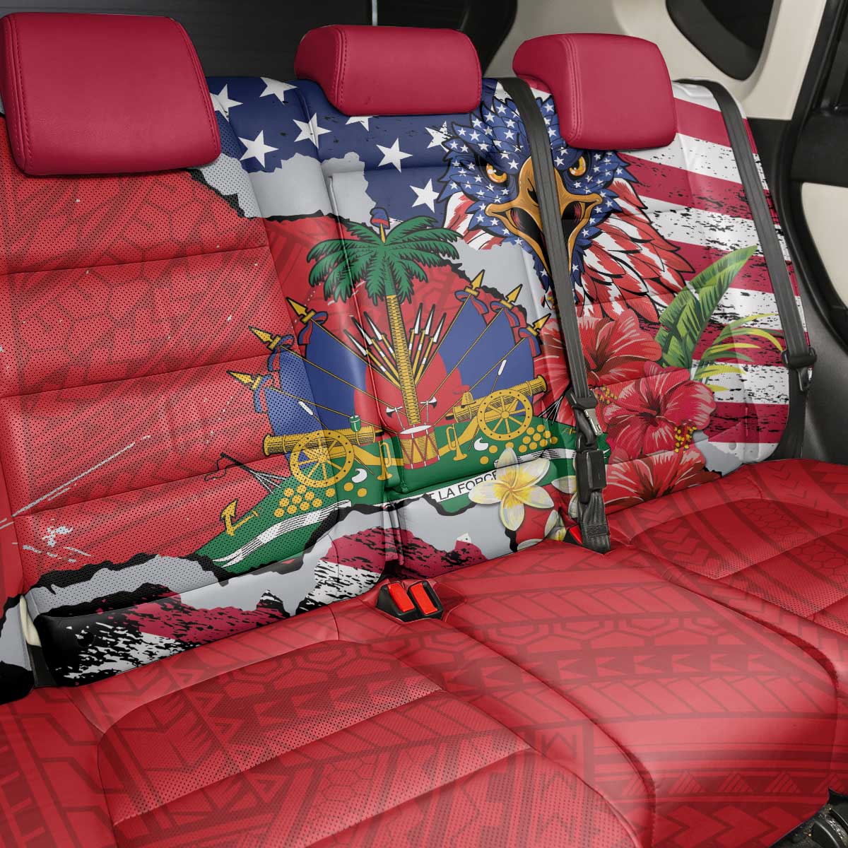 Haitian Heritage Month Back Car Seat Cover Haitian Americans Proud Grunge Style