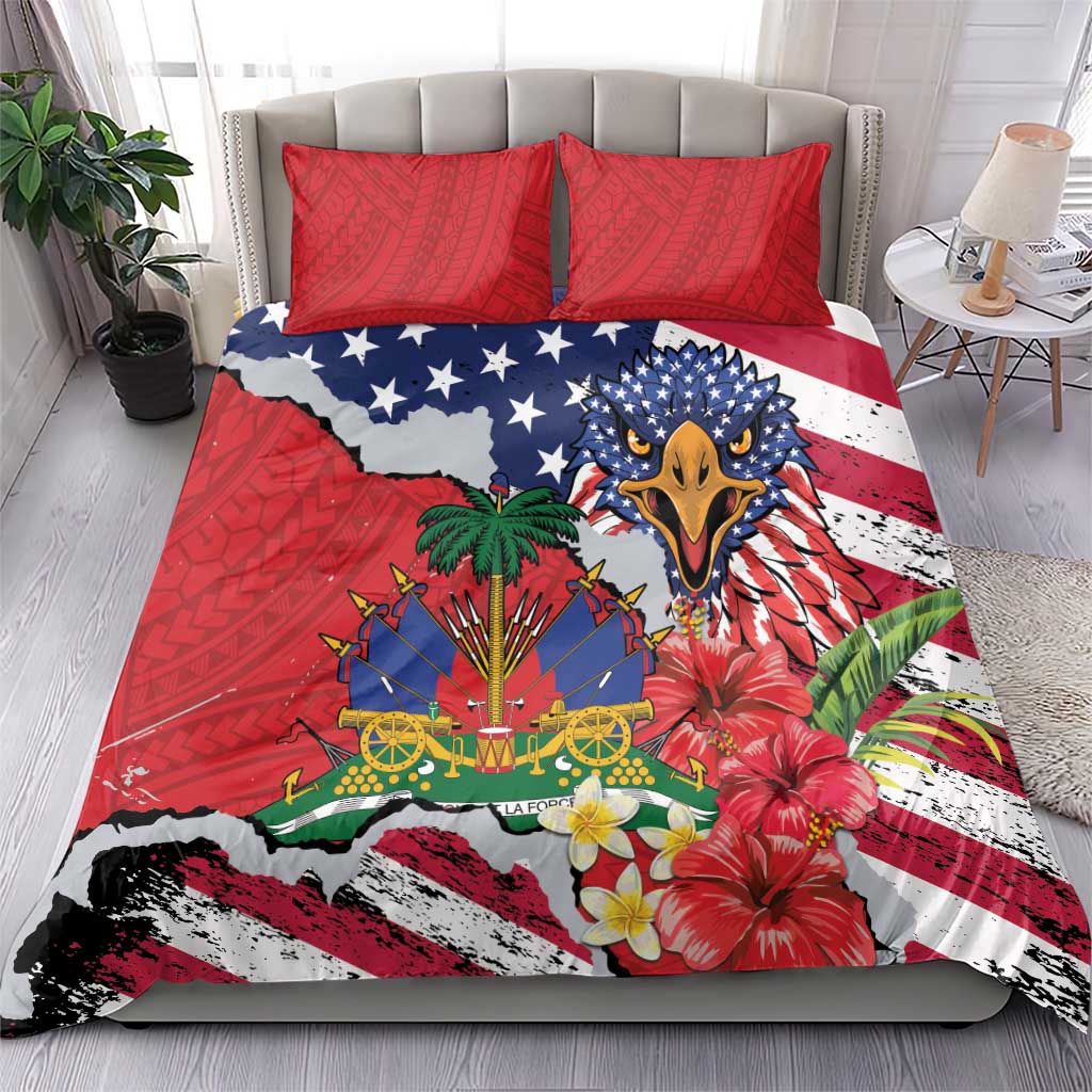 Haitian Heritage Month Bedding Set Haitian Americans Proud Grunge Style
