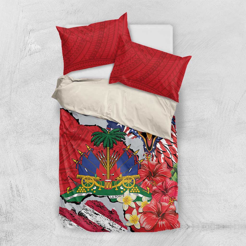 Haitian Heritage Month Bedding Set Haitian Americans Proud Grunge Style