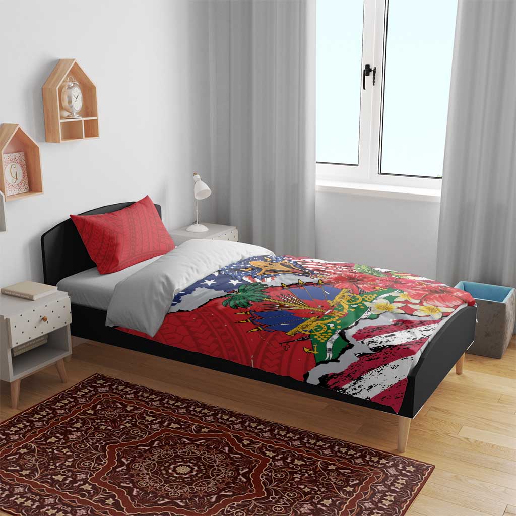 Haitian Heritage Month Bedding Set Haitian Americans Proud Grunge Style