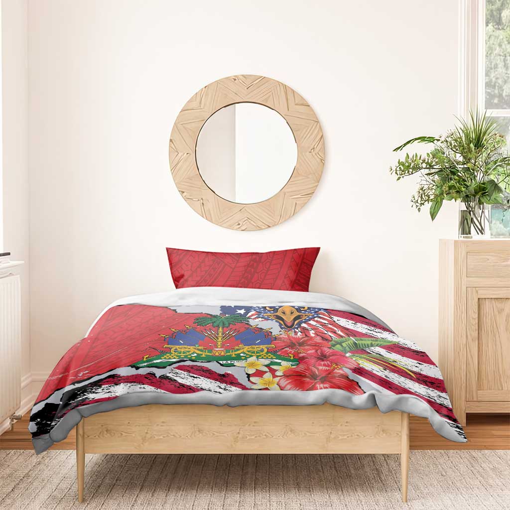 Haitian Heritage Month Bedding Set Haitian Americans Proud Grunge Style