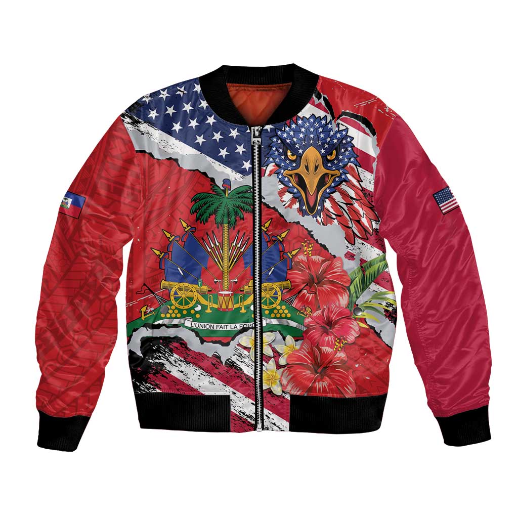 Haitian Heritage Month Bomber Jacket Haitian Americans Proud Grunge Style