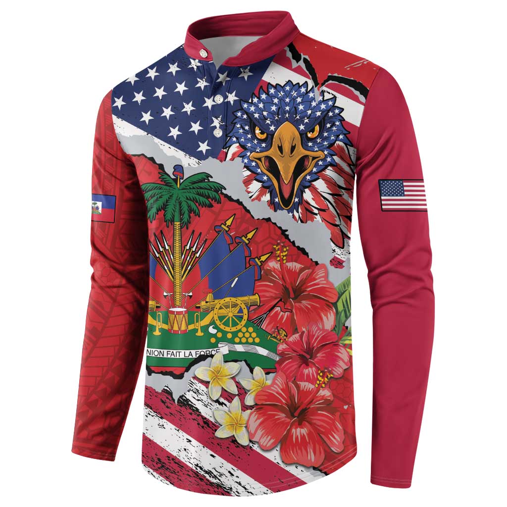 Haitian Heritage Month Button Sweatshirt Haitian Americans Proud Grunge Style