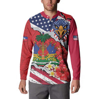 Haitian Heritage Month Button Sweatshirt Haitian Americans Proud Grunge Style