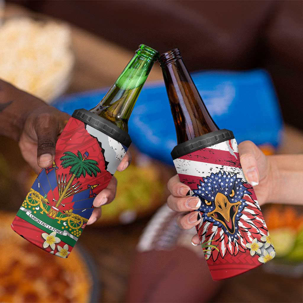Haitian Heritage Month 4 in 1 Can Cooler Tumbler Haitian Americans Proud Grunge Style