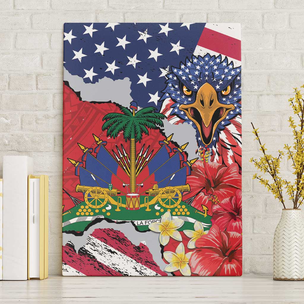 Haitian Heritage Month Canvas Wall Art Haitian Americans Proud Grunge Style