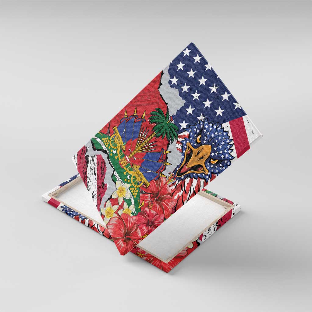 Haitian Heritage Month Canvas Wall Art Haitian Americans Proud Grunge Style
