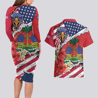 Haitian Heritage Month Couples Matching Long Sleeve Bodycon Dress and Hawaiian Shirt Haitian Americans Proud Grunge Style