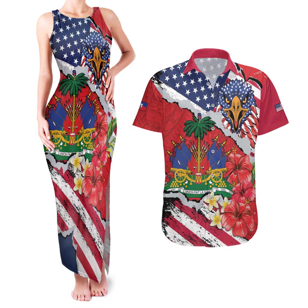 Haitian Heritage Month Couples Matching Tank Maxi Dress and Hawaiian Shirt Haitian Americans Proud Grunge Style