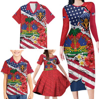 Haitian Heritage Month Family Matching Long Sleeve Bodycon Dress and Hawaiian Shirt Haitian Americans Proud Grunge Style