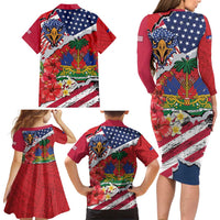 Haitian Heritage Month Family Matching Long Sleeve Bodycon Dress and Hawaiian Shirt Haitian Americans Proud Grunge Style