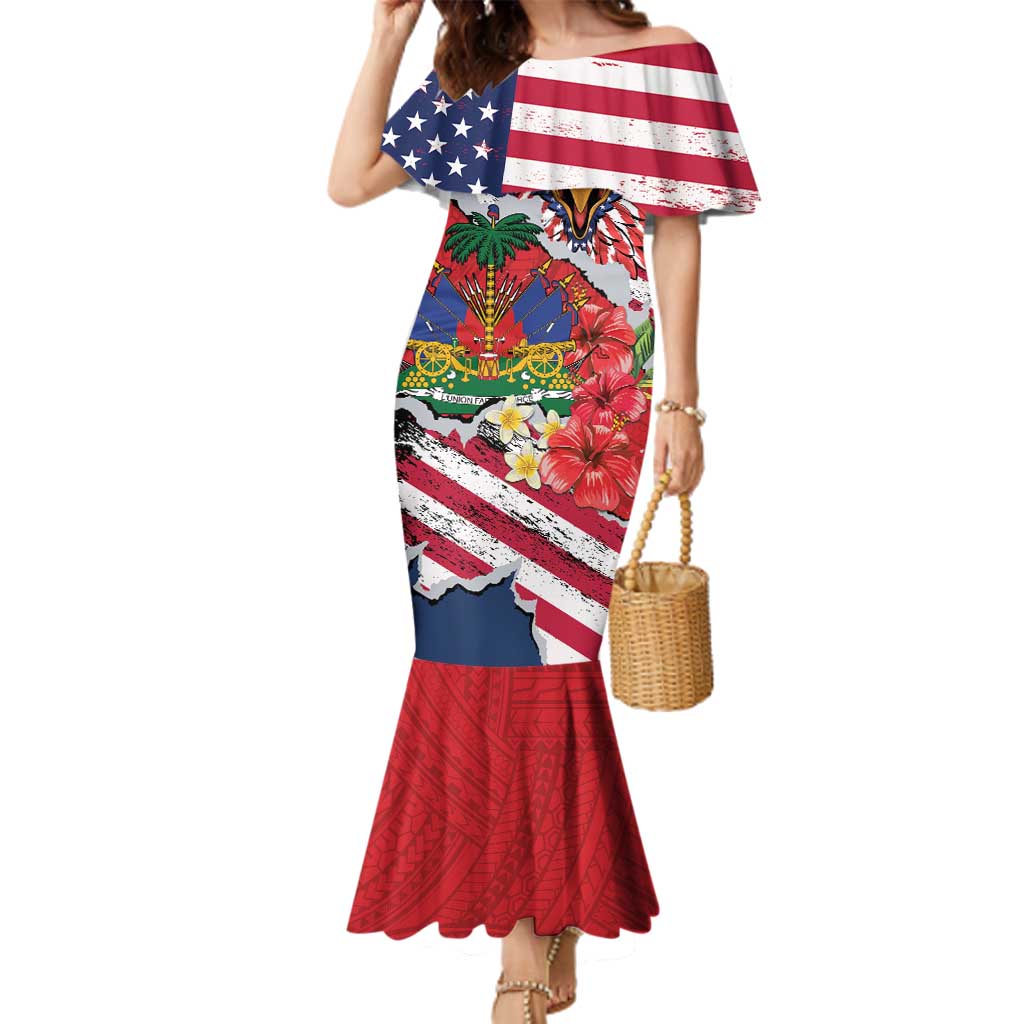 Haitian Heritage Month Family Matching Mermaid Dress and Hawaiian Shirt Haitian Americans Proud Grunge Style