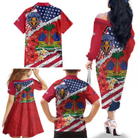 Haitian Heritage Month Family Matching Off The Shoulder Long Sleeve Dress and Hawaiian Shirt Haitian Americans Proud Grunge Style