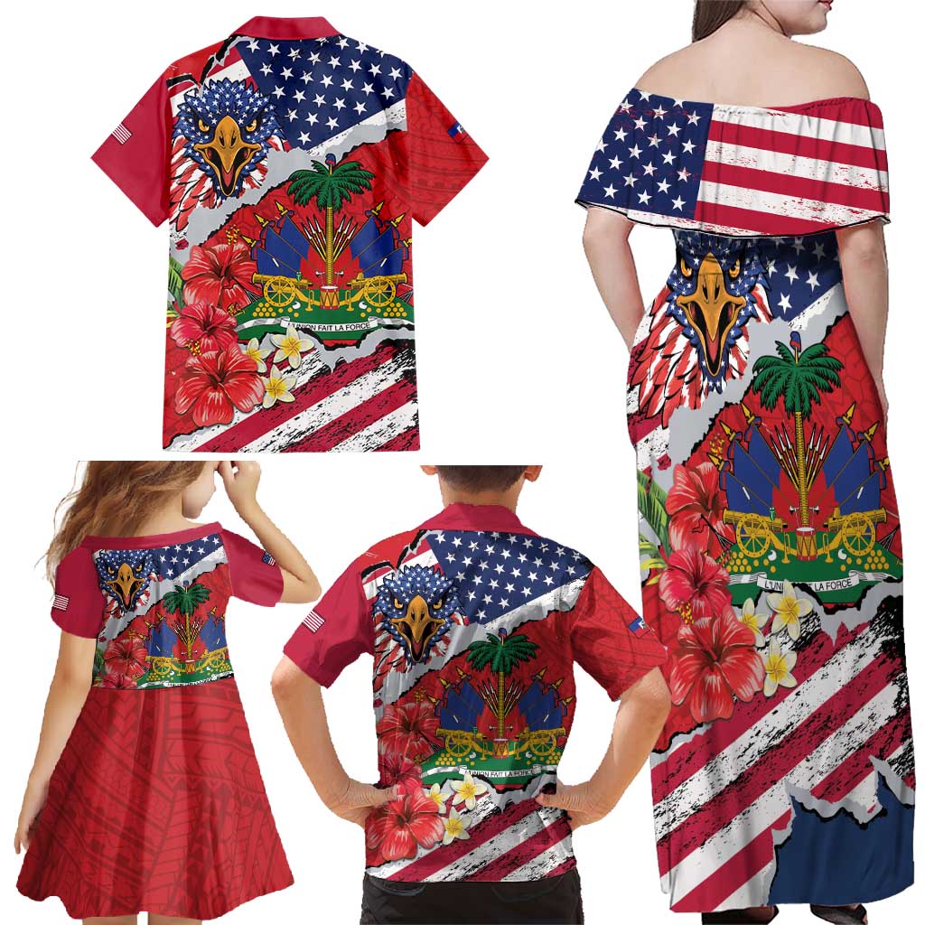 Haitian Heritage Month Family Matching Off Shoulder Maxi Dress and Hawaiian Shirt Haitian Americans Proud Grunge Style