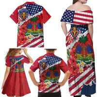 Haitian Heritage Month Family Matching Off Shoulder Maxi Dress and Hawaiian Shirt Haitian Americans Proud Grunge Style