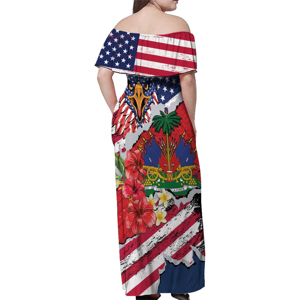 Haitian Heritage Month Family Matching Off Shoulder Maxi Dress and Hawaiian Shirt Haitian Americans Proud Grunge Style