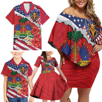Haitian Heritage Month Family Matching Off Shoulder Short Dress and Hawaiian Shirt Haitian Americans Proud Grunge Style