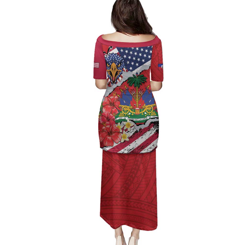 Haitian Heritage Month Family Matching Puletasi and Hawaiian Shirt Haitian Americans Proud Grunge Style