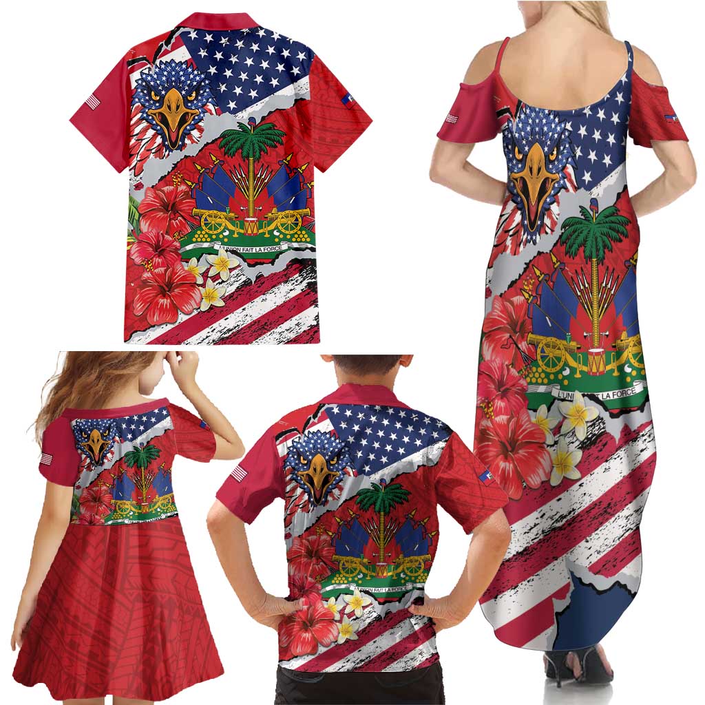 Haitian Heritage Month Family Matching Summer Maxi Dress and Hawaiian Shirt Haitian Americans Proud Grunge Style