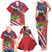 Haitian Heritage Month Family Matching Tank Maxi Dress and Hawaiian Shirt Haitian Americans Proud Grunge Style