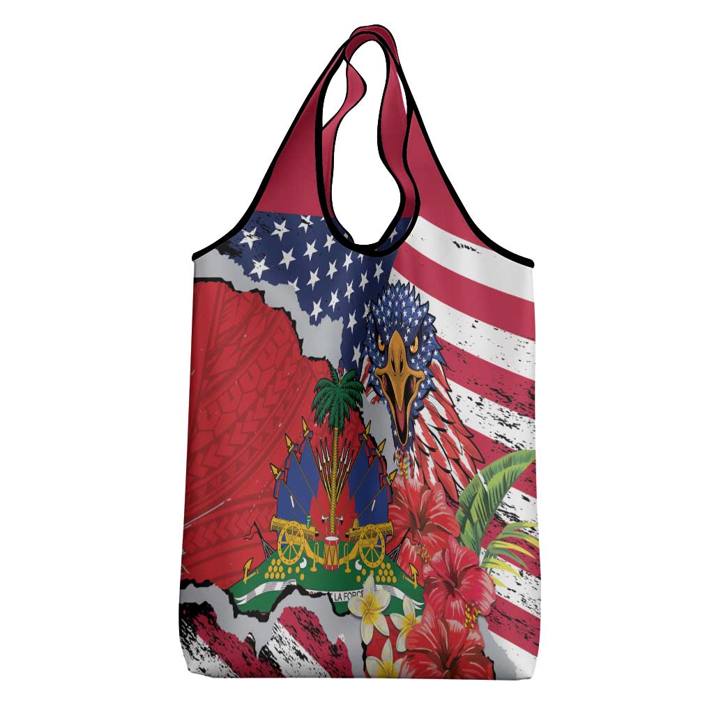 Haitian Heritage Month Grocery Bag Haitian Americans Proud Grunge Style