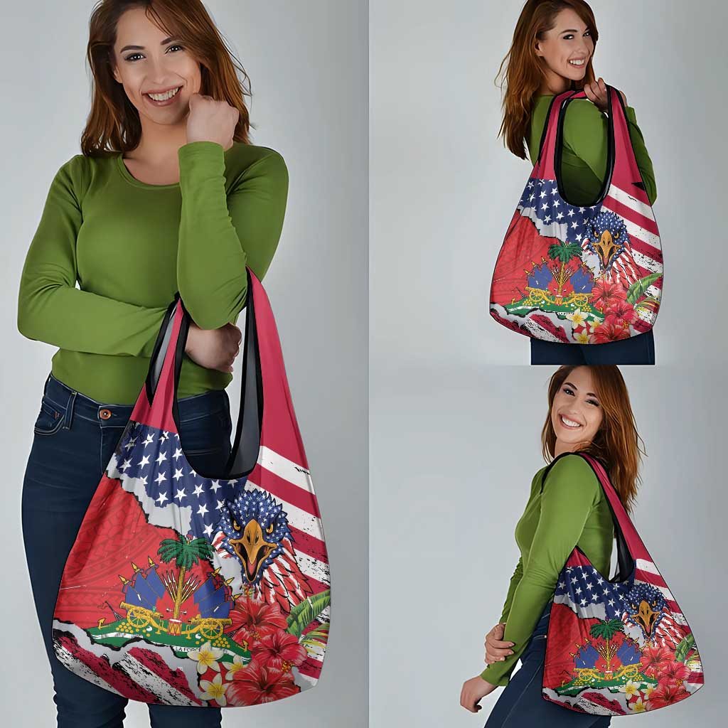 Haitian Heritage Month Grocery Bag Haitian Americans Proud Grunge Style