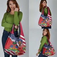 Haitian Heritage Month Grocery Bag Haitian Americans Proud Grunge Style
