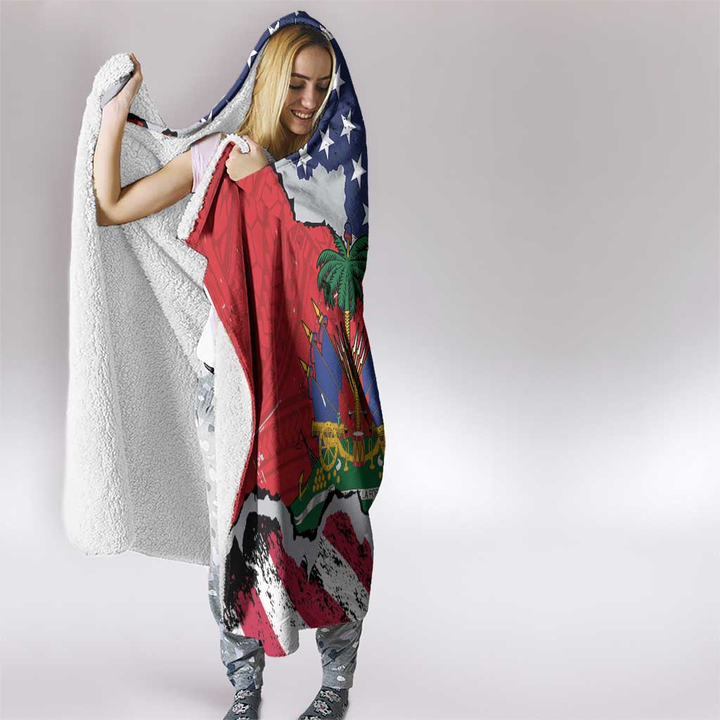Haitian Heritage Month Hooded Blanket Haitian Americans Proud Grunge Style