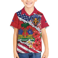 Haitian Heritage Month Kid Hawaiian Shirt Haitian Americans Proud Grunge Style