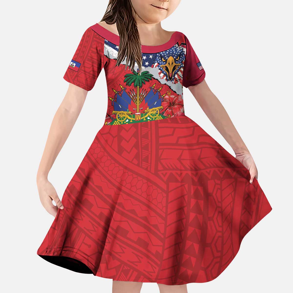 Haitian Heritage Month Kid Short Sleeve Dress Haitian Americans Proud Grunge Style