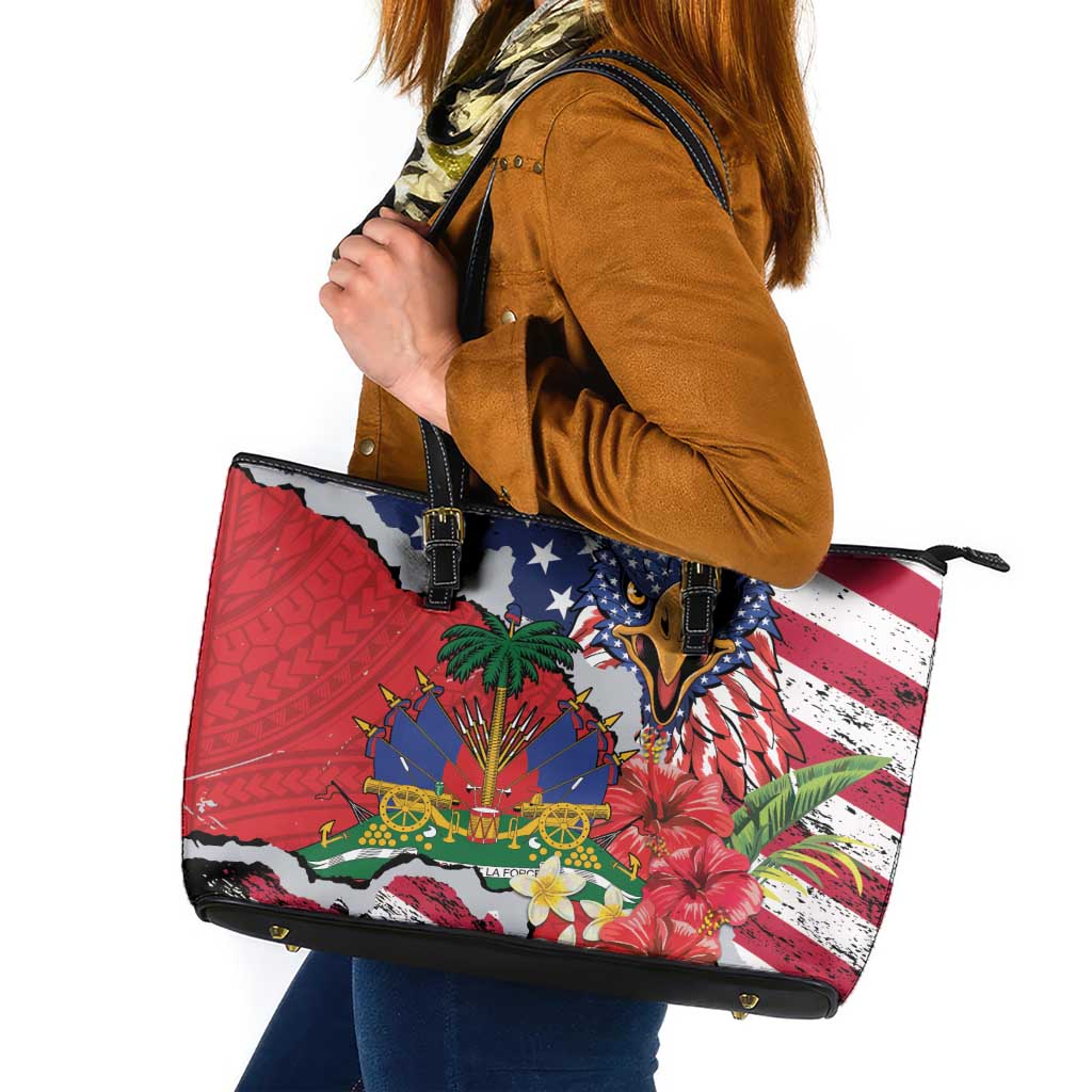 Haitian Heritage Month Leather Tote Bag Haitian Americans Proud Grunge Style