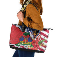 Haitian Heritage Month Leather Tote Bag Haitian Americans Proud Grunge Style