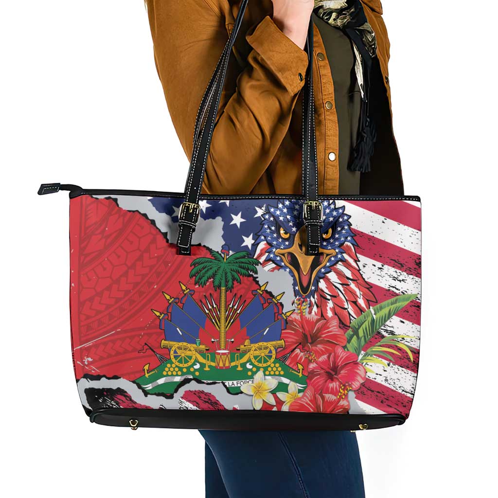 Haitian Heritage Month Leather Tote Bag Haitian Americans Proud Grunge Style