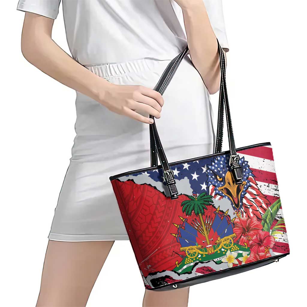 Haitian Heritage Month Leather Tote Bag Haitian Americans Proud Grunge Style