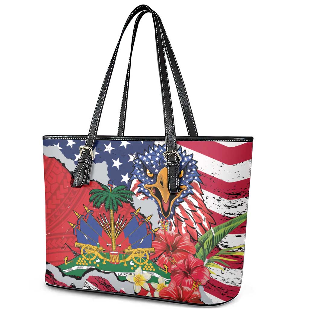 Haitian Heritage Month Leather Tote Bag Haitian Americans Proud Grunge Style