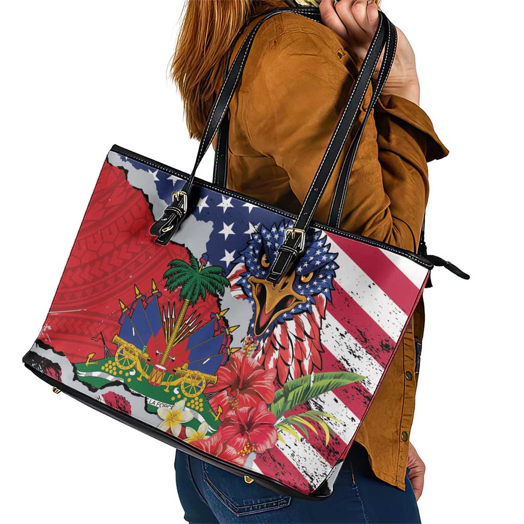 Haitian Heritage Month Leather Tote Bag Haitian Americans Proud Grunge Style