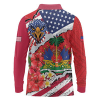 Haitian Heritage Month Long Sleeve Polo Shirt Haitian Americans Proud Grunge Style