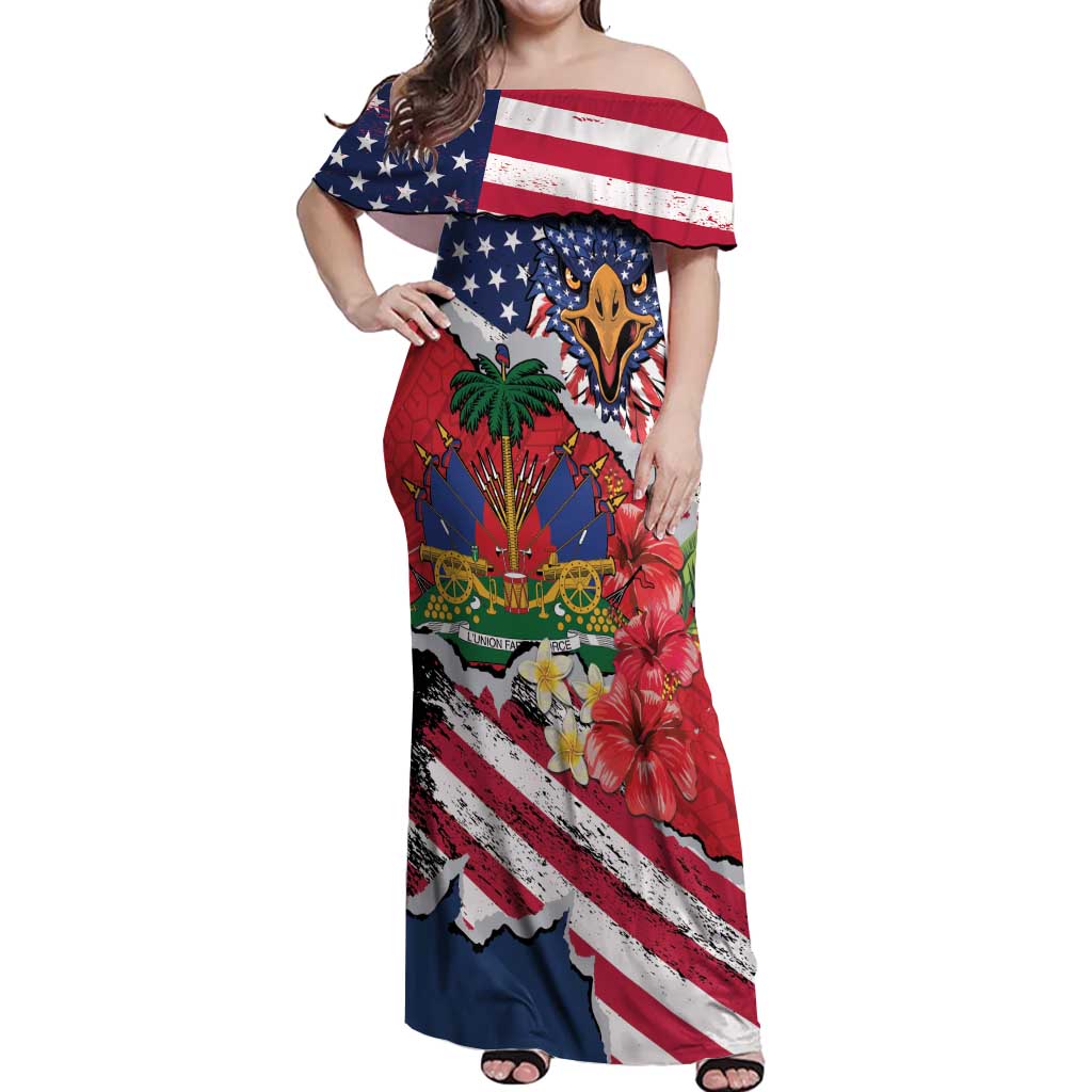 Haitian Heritage Month Off Shoulder Maxi Dress Haitian Americans Proud Grunge Style