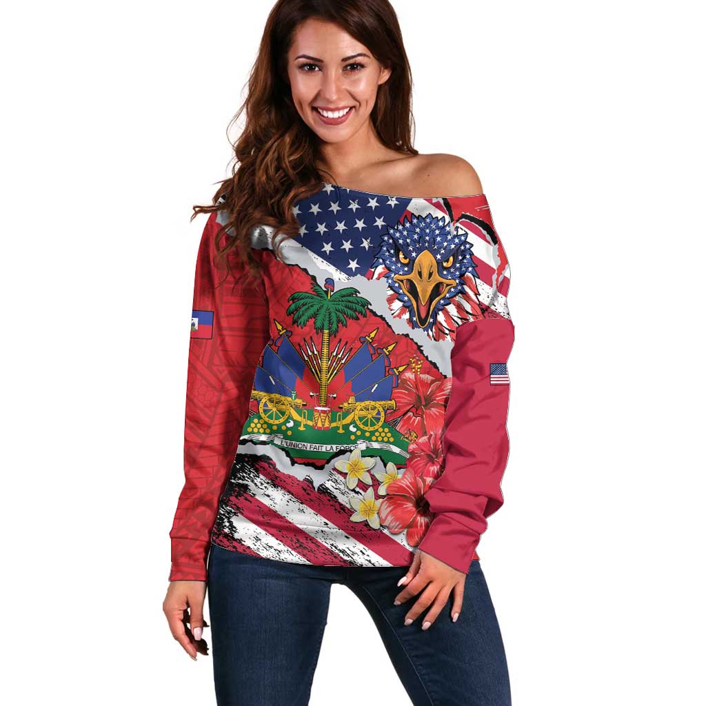Haitian Heritage Month Off Shoulder Sweater Haitian Americans Proud Grunge Style