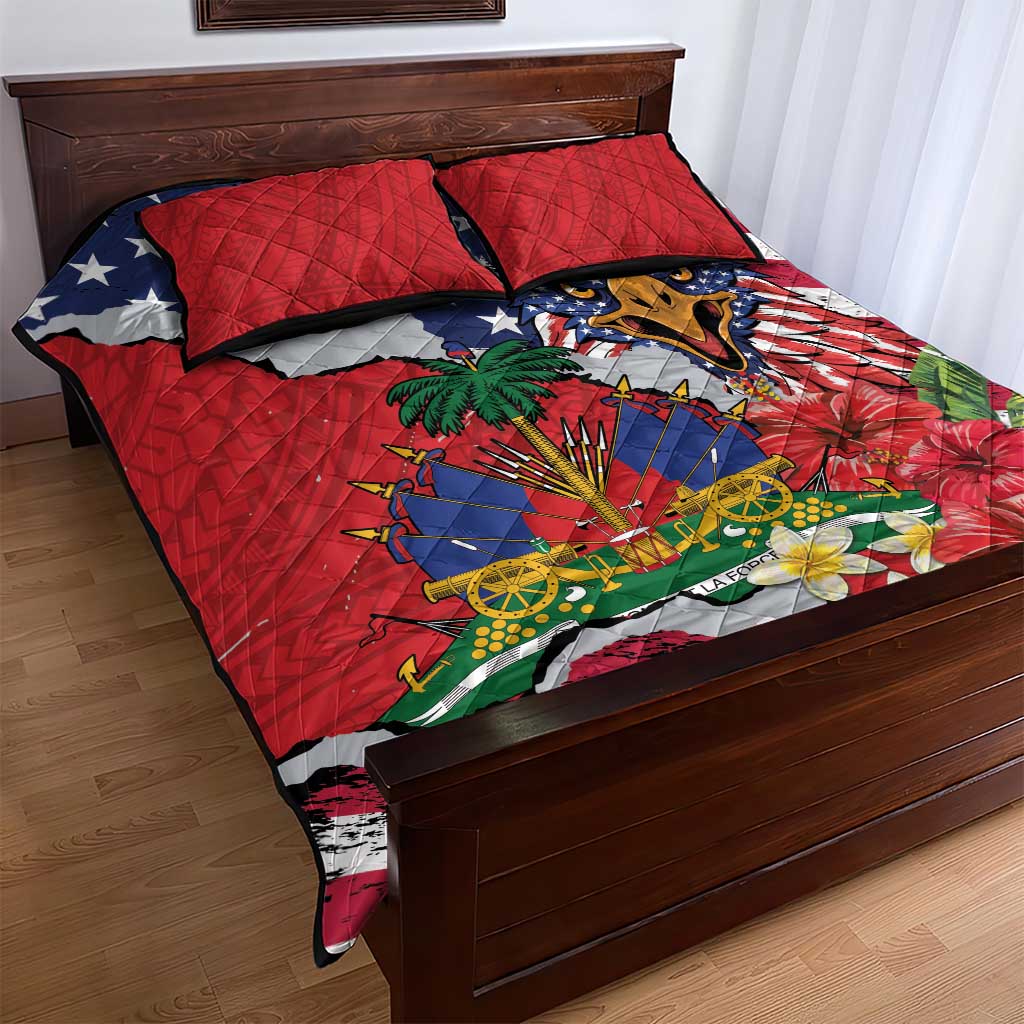 Haitian Heritage Month Quilt Bed Set Haitian Americans Proud Grunge Style