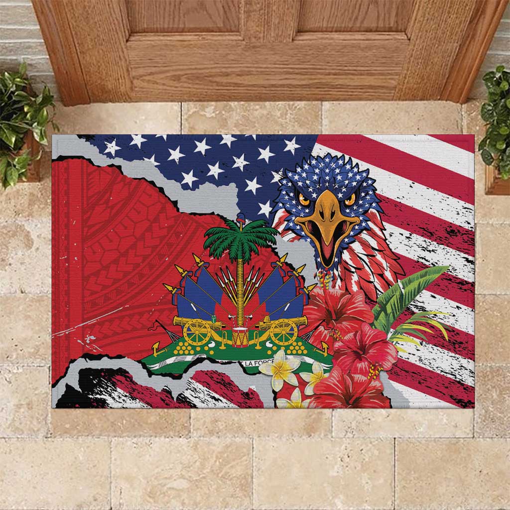 Haitian Heritage Month Rubber Doormat Haitian Americans Proud Grunge Style