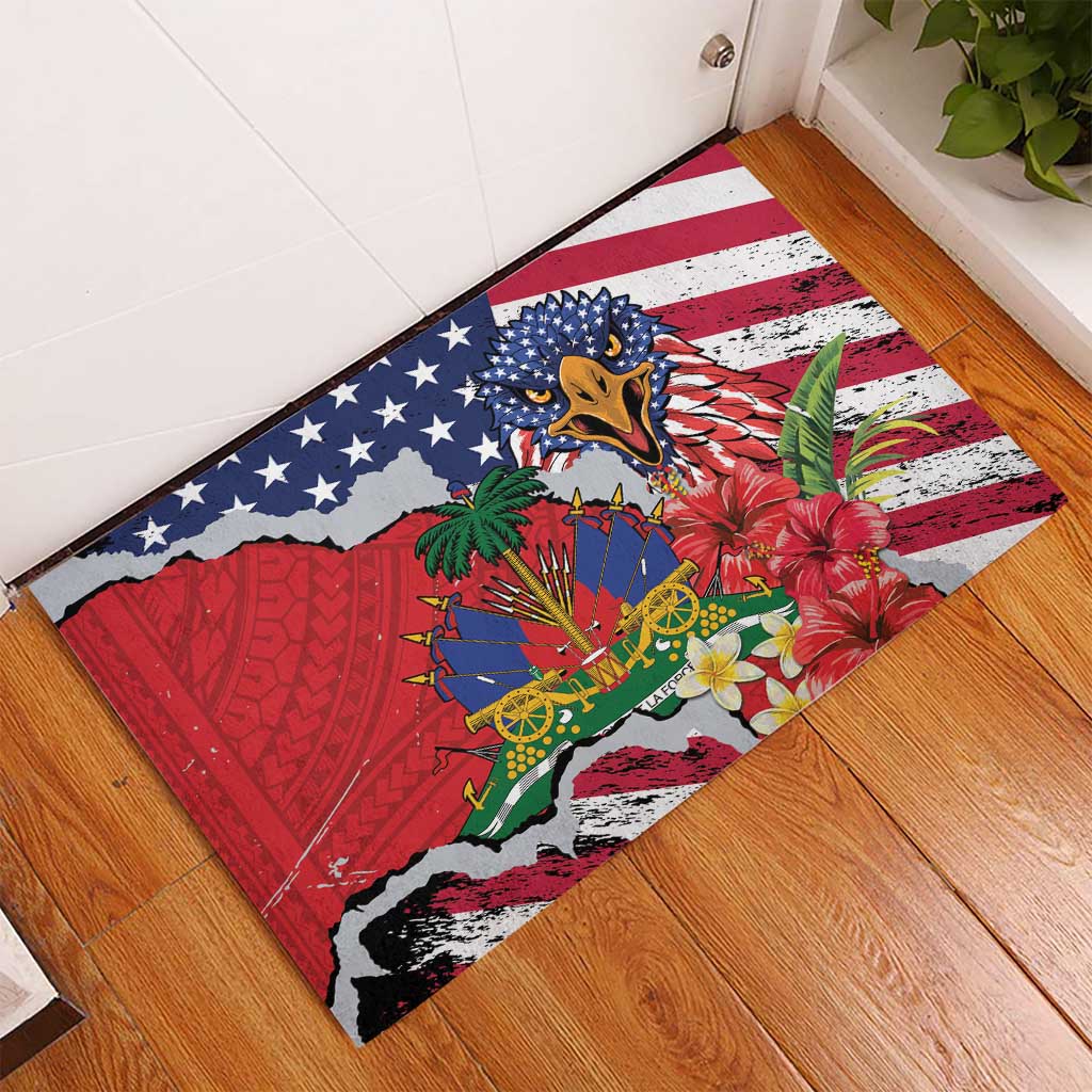Haitian Heritage Month Rubber Doormat Haitian Americans Proud Grunge Style