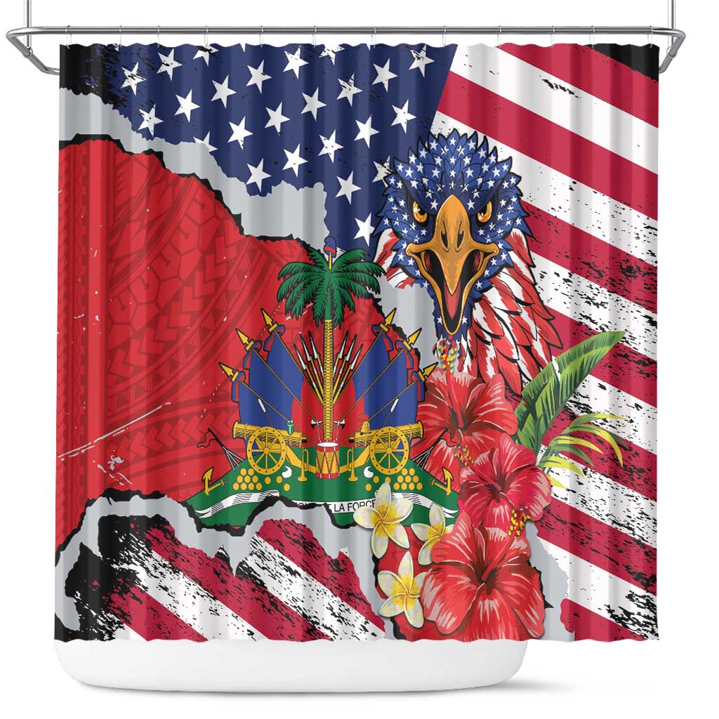Haitian Heritage Month Shower Curtain Haitian Americans Proud Grunge Style