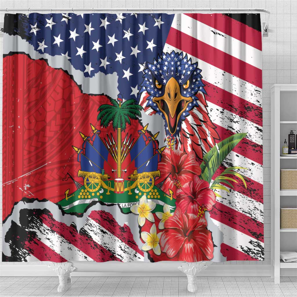 Haitian Heritage Month Shower Curtain Haitian Americans Proud Grunge Style